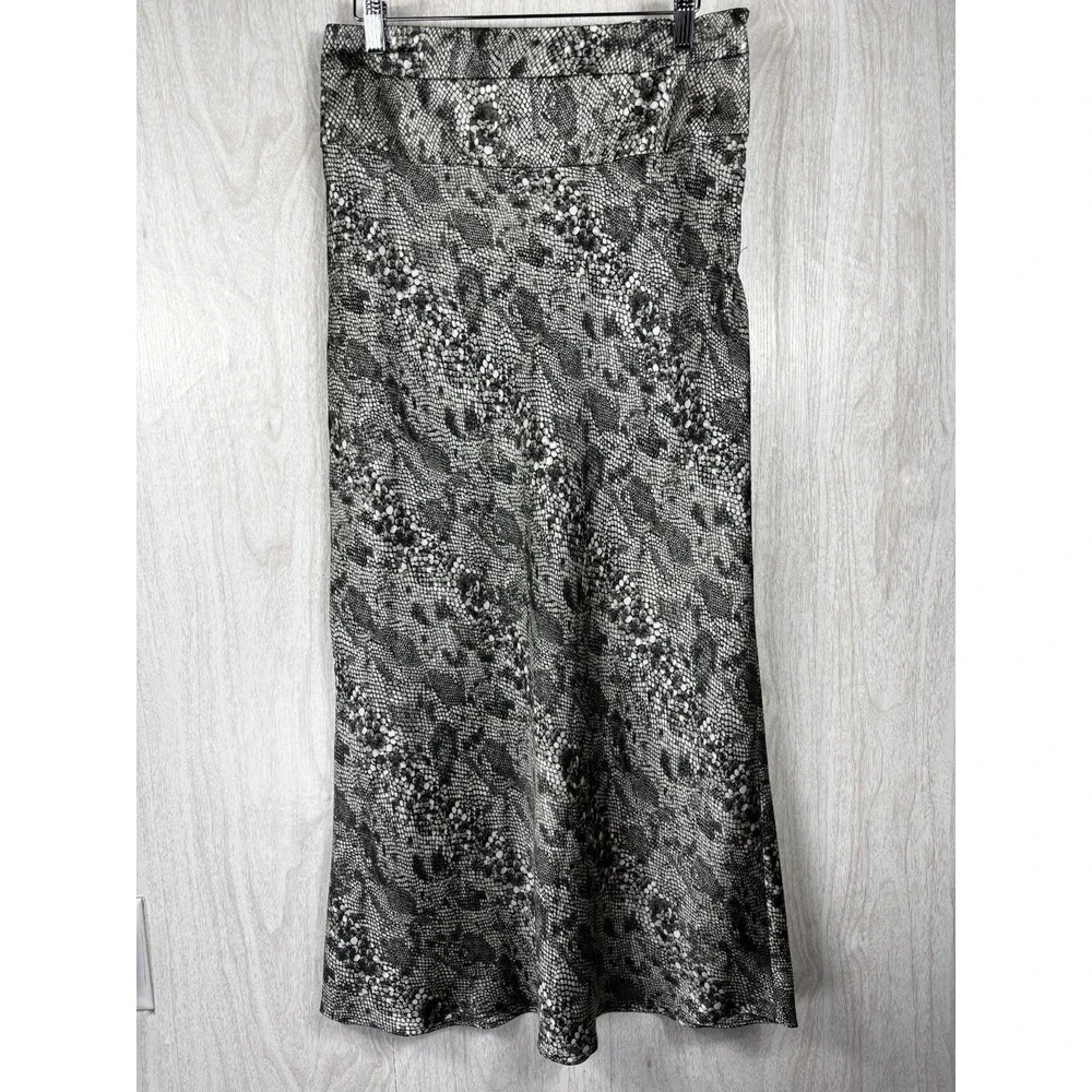 Free People Normani Bias Midi Skirt Snake Print Satin Womens 10 Boho Chic